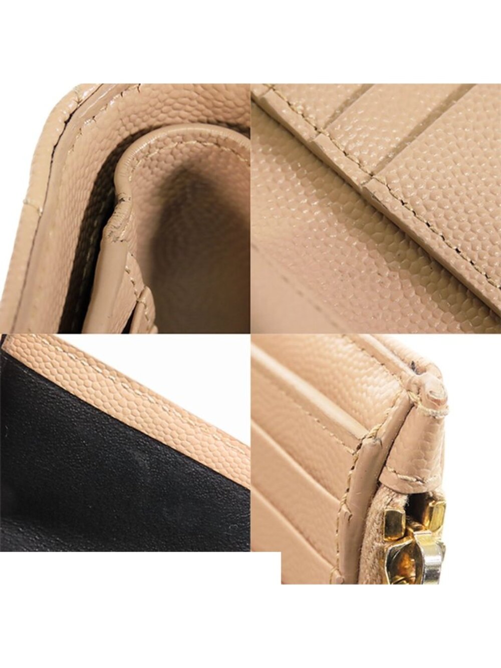 Saint Laurent Monogram Zip Wallet Beige Leather Cassandra Compact Bifold - Picture 7 of 9